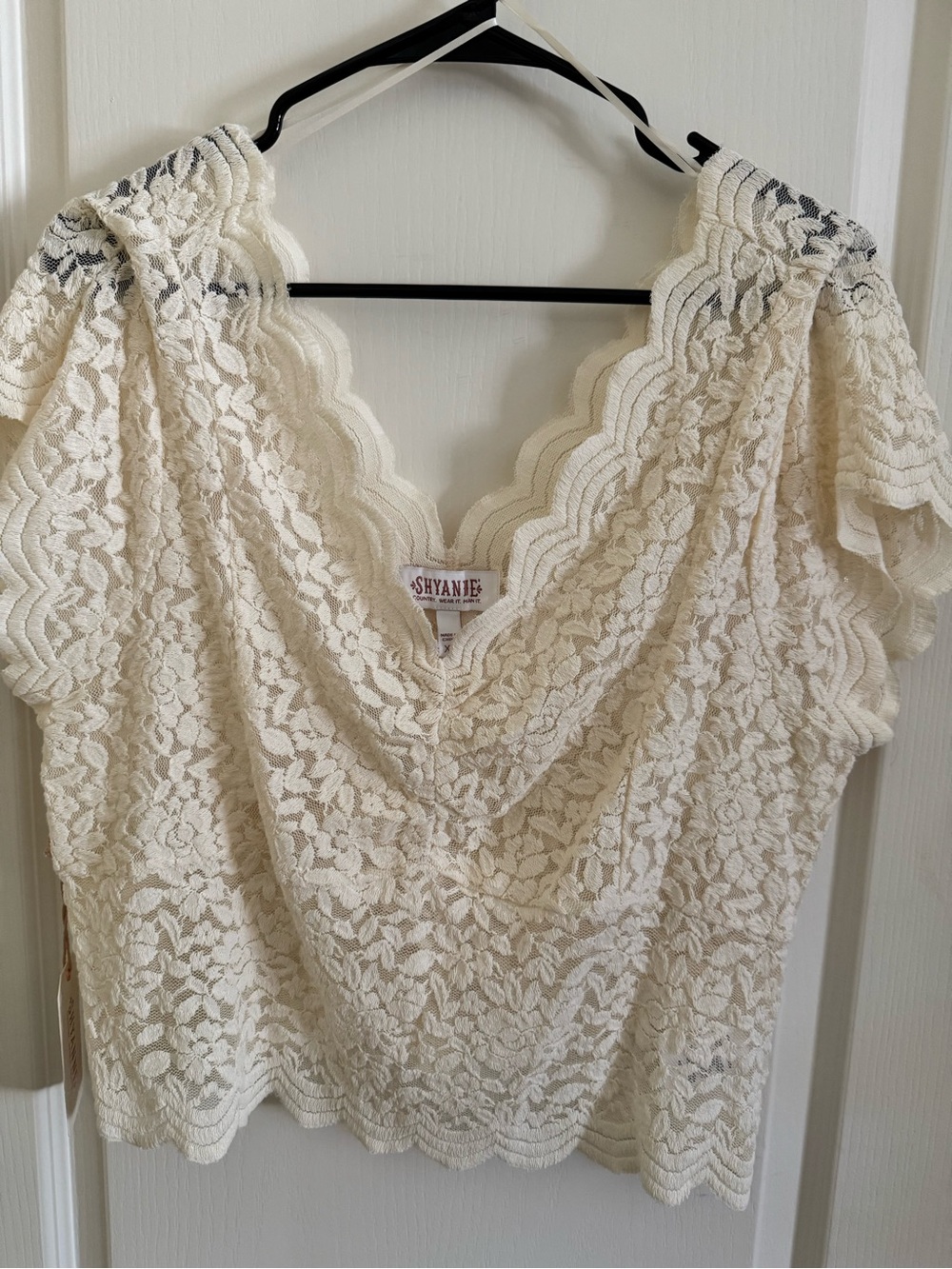 Shyanne Cream Floral Lace V-Neck Blouse